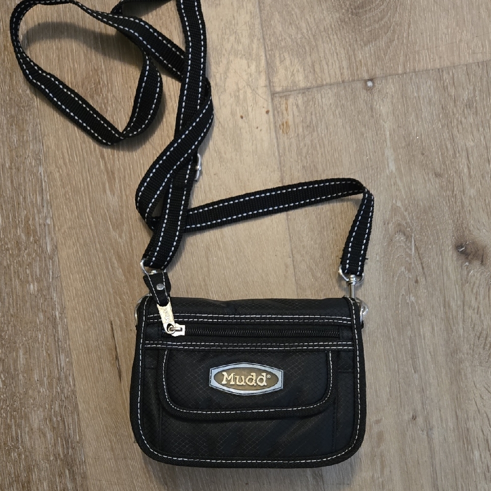 Mudd Black Crossbody Bag with White Stitching
